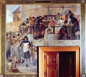Louis Le Gros (1080-1137) (Roi Louis VI) accordant la première charte aux premiers Parisiens